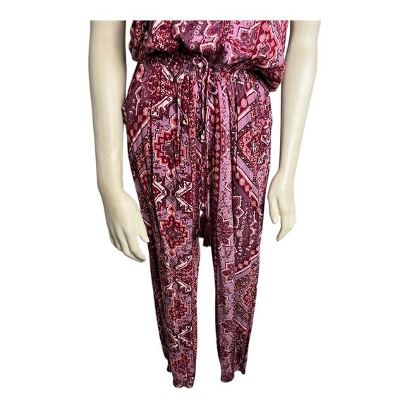 Olivaceous Floral Strapless Jumpsuit Red Women's Size S Bohemian Summer Brunch - Picture 3 of 8